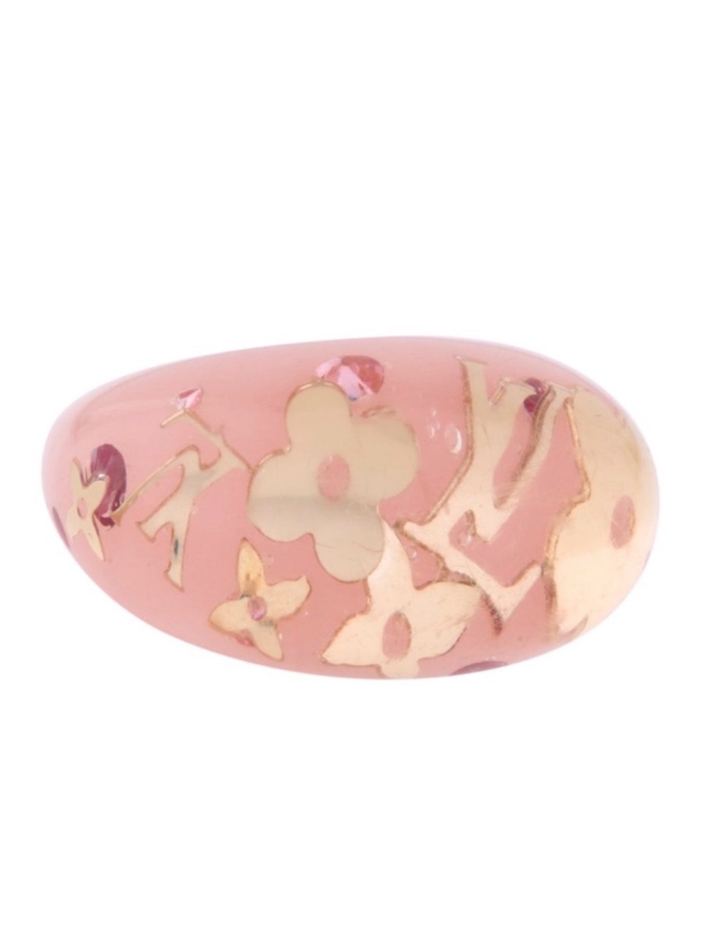 LOUIS VUITTON Pink and Gold Inclusion Dome Ring size 6.5